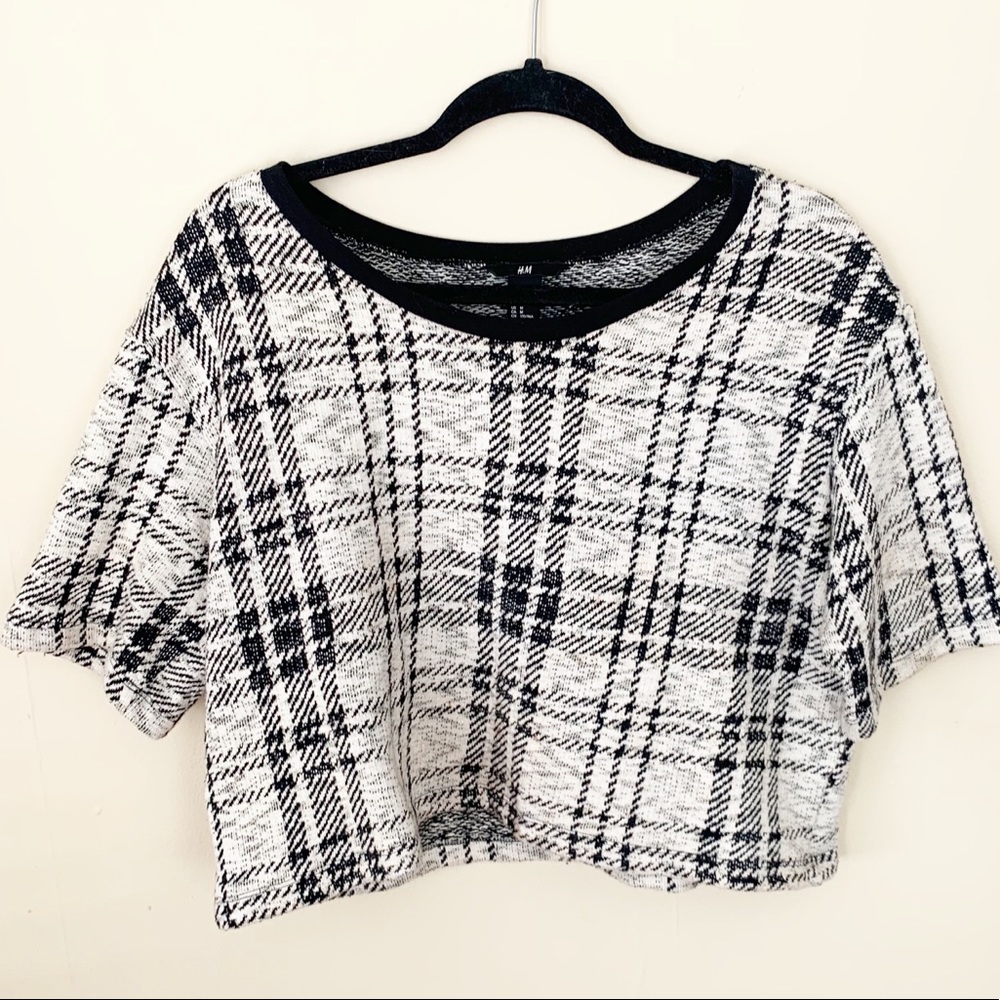 H&M Blk Wht Buffalo Plaid Crop